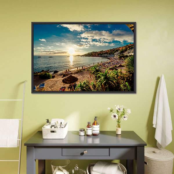 Cala d'Hort Beach Canvas Wall Art-3 Horizontal-Gallery Wrap-25" x 16"-Tiaracle