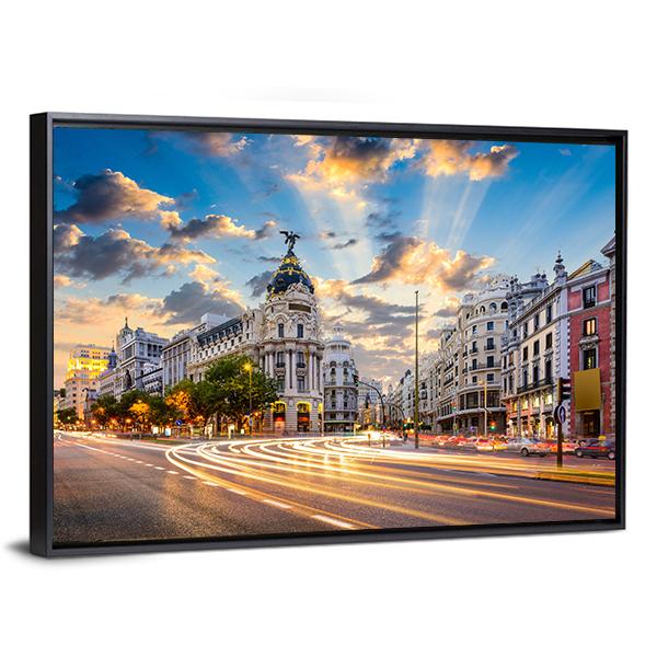 Calle De Alcala Canvas Wall Art-3 Horizontal-Gallery Wrap-25" x 16"-Tiaracle
