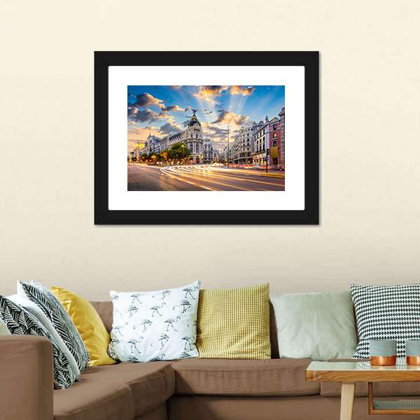 Calle De Alcala Canvas Wall Art-3 Horizontal-Gallery Wrap-25" x 16"-Tiaracle