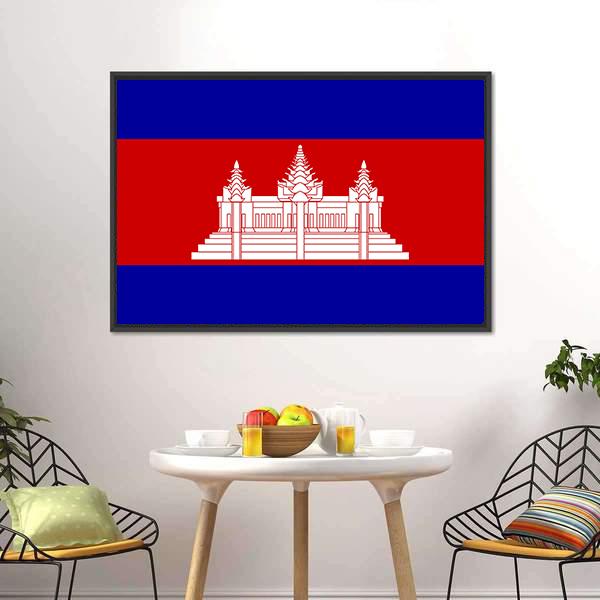 Cambodia Flag Canvas Wall Art-3 Horizontal-Gallery Wrap-25" x 16"-Tiaracle