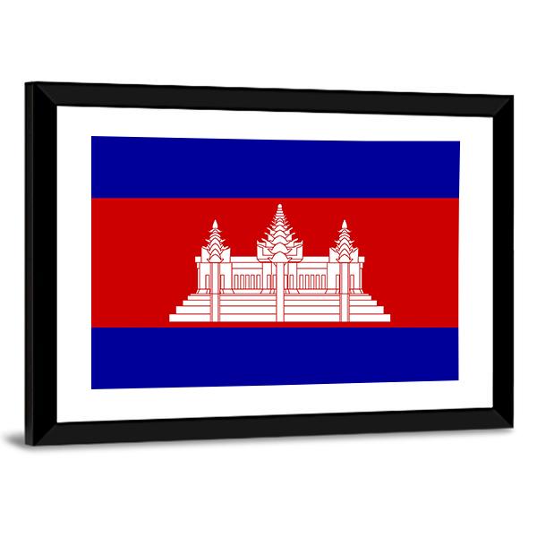 Cambodia Flag Canvas Wall Art-3 Horizontal-Gallery Wrap-25" x 16"-Tiaracle