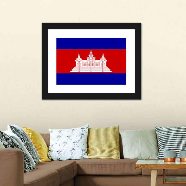 Cambodia Flag Canvas Wall Art-3 Horizontal-Gallery Wrap-25" x 16"-Tiaracle