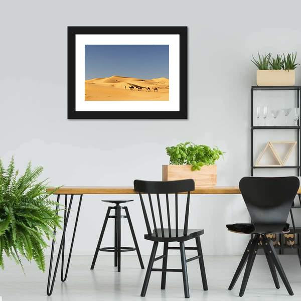 Camels In Desert Canvas Wall Art-3 Horizontal-Gallery Wrap-25" x 16"-Tiaracle