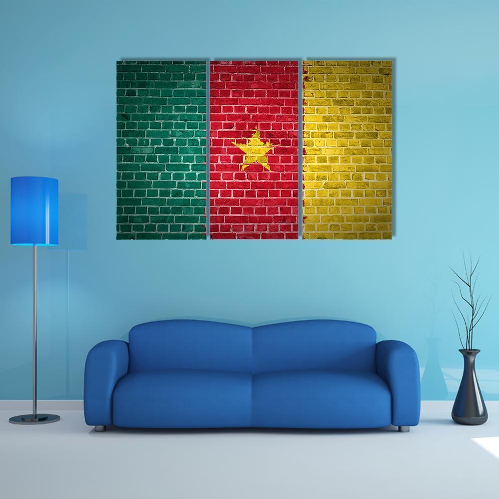 Cameroon Flag Canvas Wall Art-3 Horizontal-Gallery Wrap-37" x 24"-Tiaracle