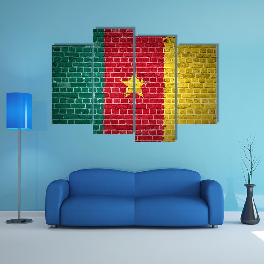 Cameroon Flag Canvas Wall Art-4 Pop-Gallery Wrap-50" x 32"-Tiaracle