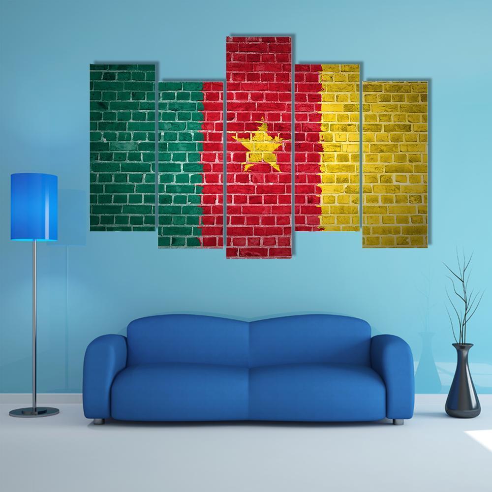 Cameroon Flag Canvas Wall Art-5 Pop-Gallery Wrap-47" x 32"-Tiaracle
