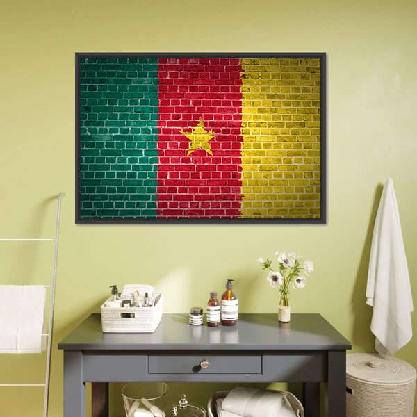Cameroon Flag Canvas Wall Art-3 Horizontal-Gallery Wrap-25" x 16"-Tiaracle
