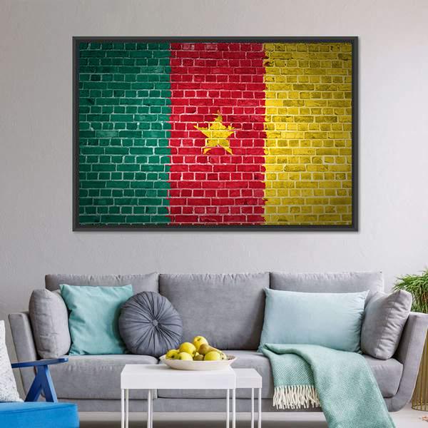 Cameroon Flag Canvas Wall Art-1 Piece-Floating Frame-24" x 16"-Tiaracle