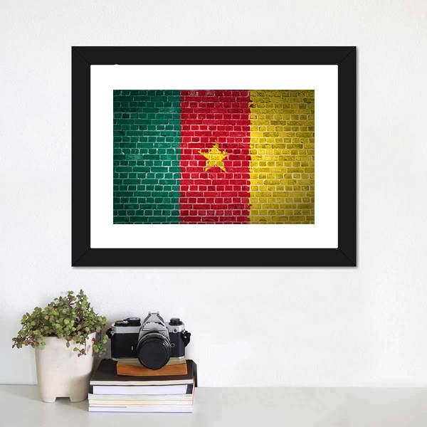Cameroon Flag Canvas Wall Art-1 Piece-Framed Print-20" x 16"-Tiaracle