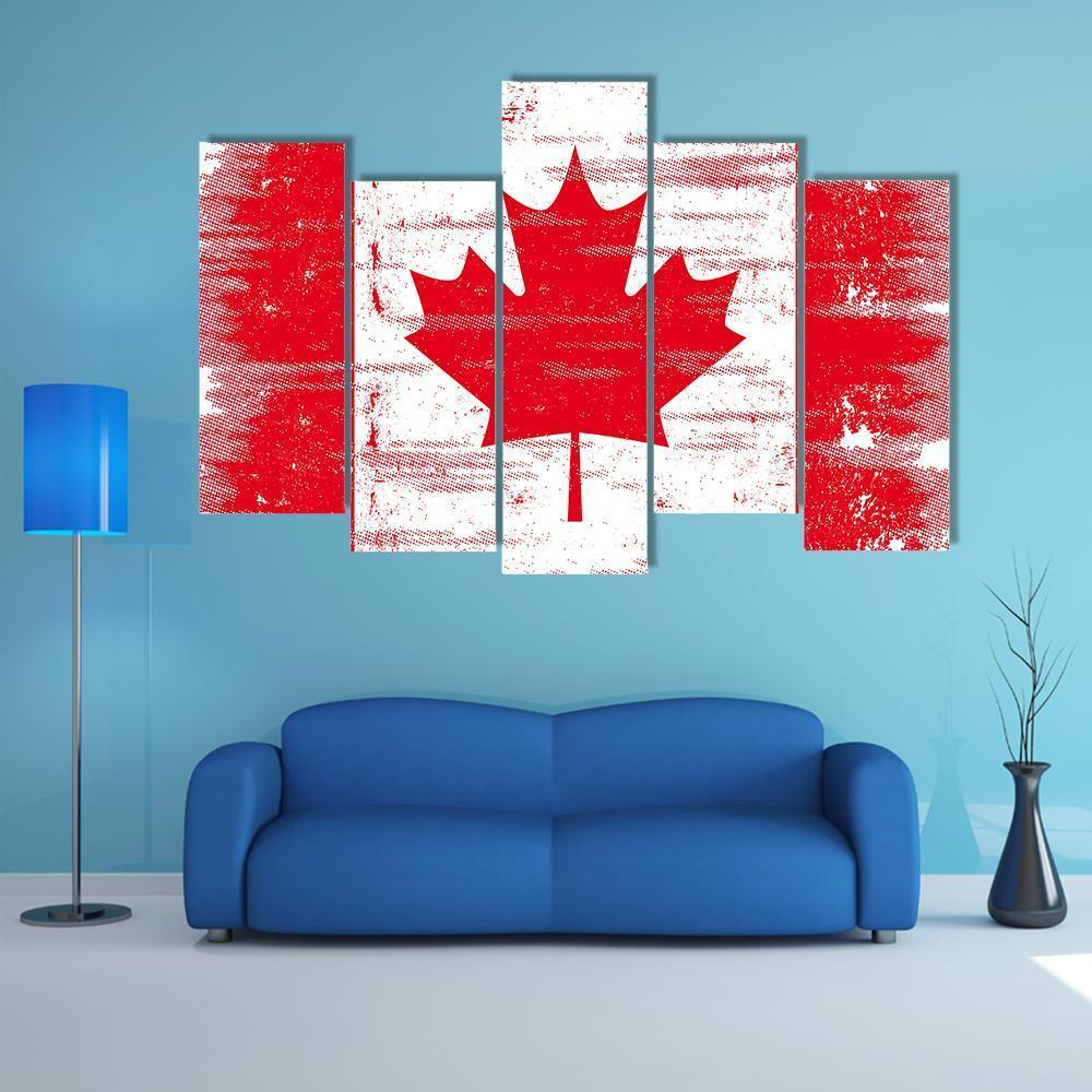 Flag Of Canada Canvas Wall Art-5 Pop-Gallery Wrap-47" x 32"-Tiaracle