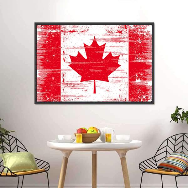 Flag Of Canada Canvas Wall Art-3 Horizontal-Gallery Wrap-25" x 16"-Tiaracle
