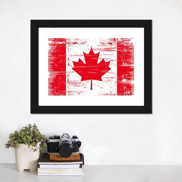 Flag Of Canada Canvas Wall Art-1 Piece-Framed Print-20" x 16"-Tiaracle
