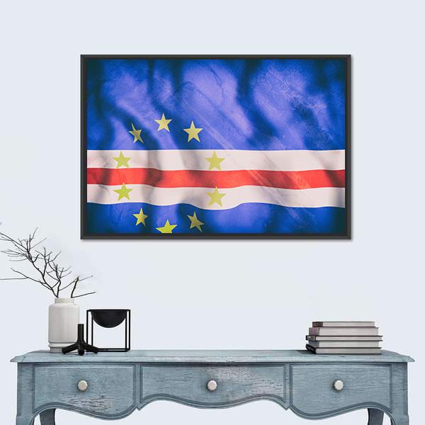 Cape Verde Flag Canvas Wall Art-1 Piece-Floating Frame-24" x 16"-Tiaracle