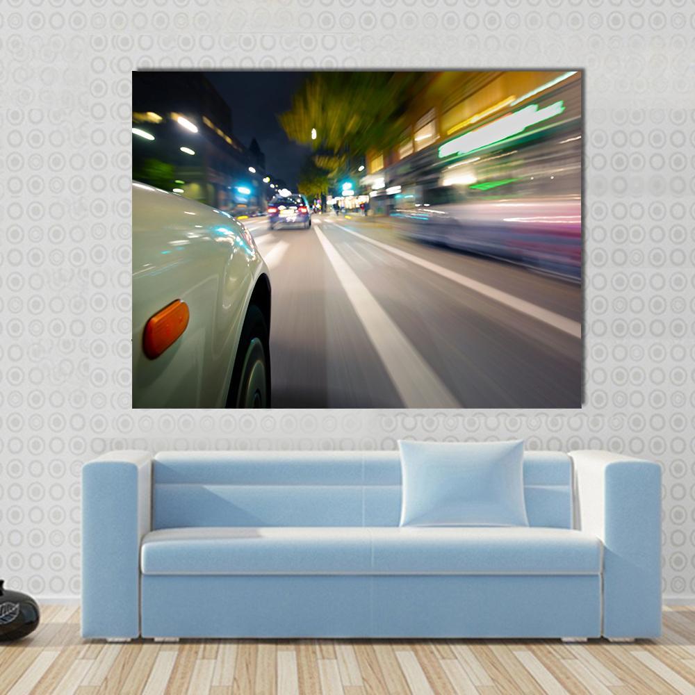 Car In Motion Blur Canvas Wall Art-1 Piece-Gallery Wrap-48" x 32"-Tiaracle