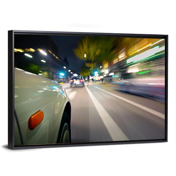 Car In Motion Blur Canvas Wall Art-3 Horizontal-Gallery Wrap-25" x 16"-Tiaracle