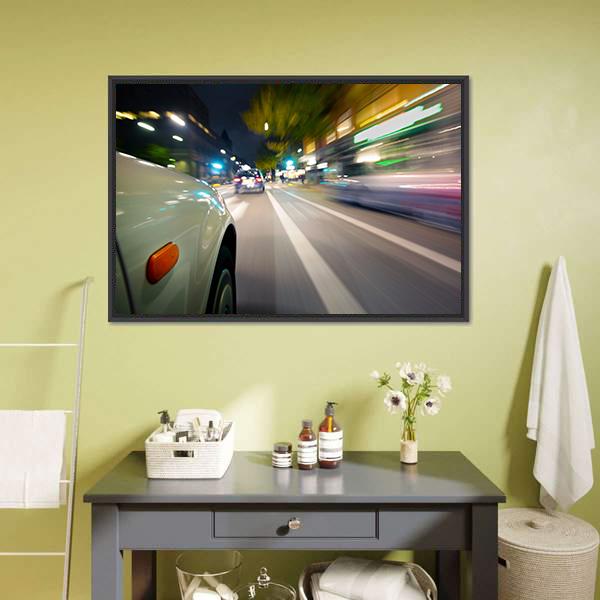 Car In Motion Blur Canvas Wall Art-3 Horizontal-Gallery Wrap-25" x 16"-Tiaracle