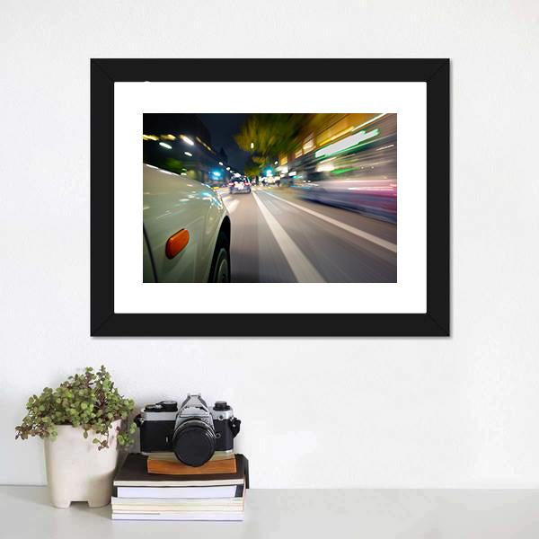 Car In Motion Blur Canvas Wall Art-1 Piece-Framed Print-20" x 16"-Tiaracle