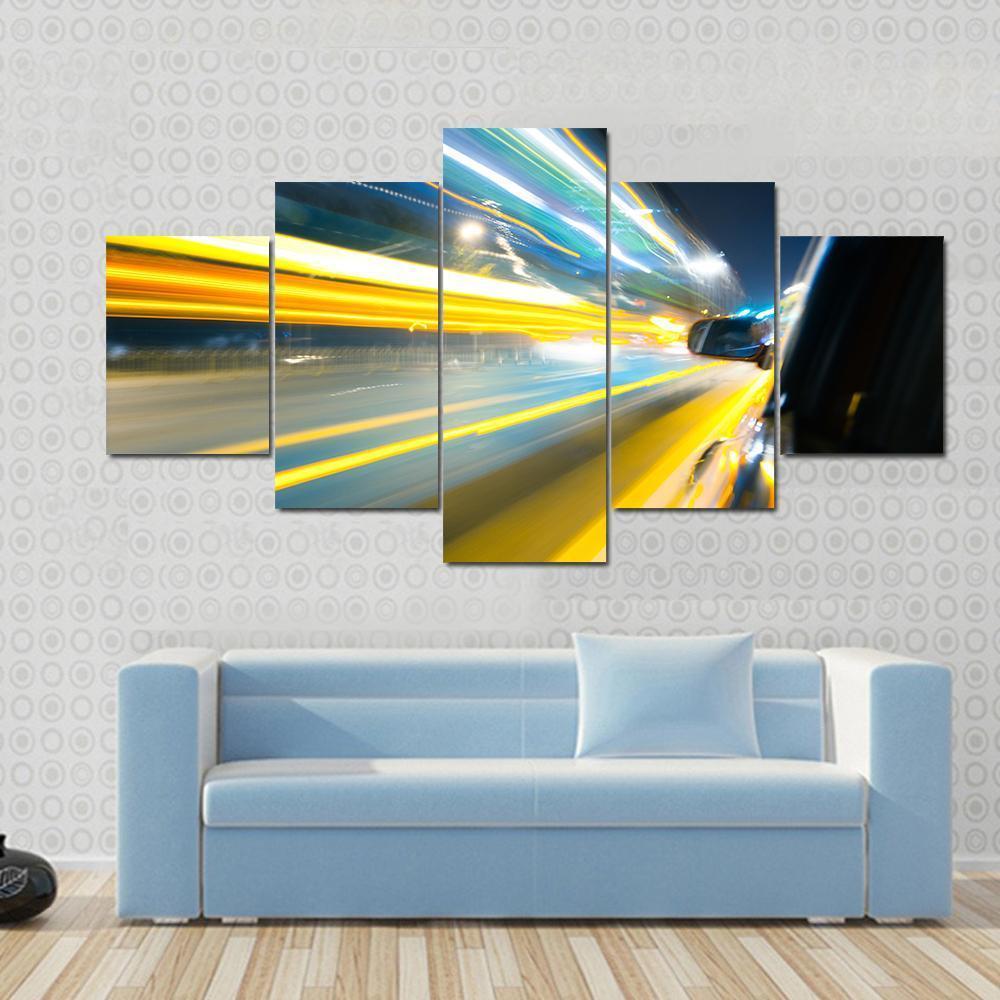 Car Side View Canvas Wall Art-5 Star-Gallery Wrap-62" x 32"-Tiaracle