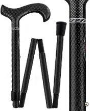 Scratch & Dent Extra Tall Black Folding Carbon Fiber Derby Walking Cane With Adjustable Folding Carbon Fiber Shaft V1861