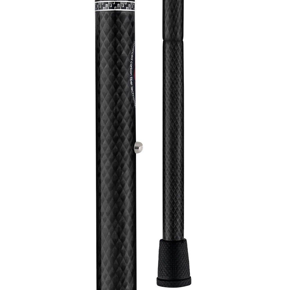 Scratch & Dent Extra Tall Black Folding Carbon Fiber Derby Walking Cane With Adjustable Folding Carbon Fiber Shaft V1756