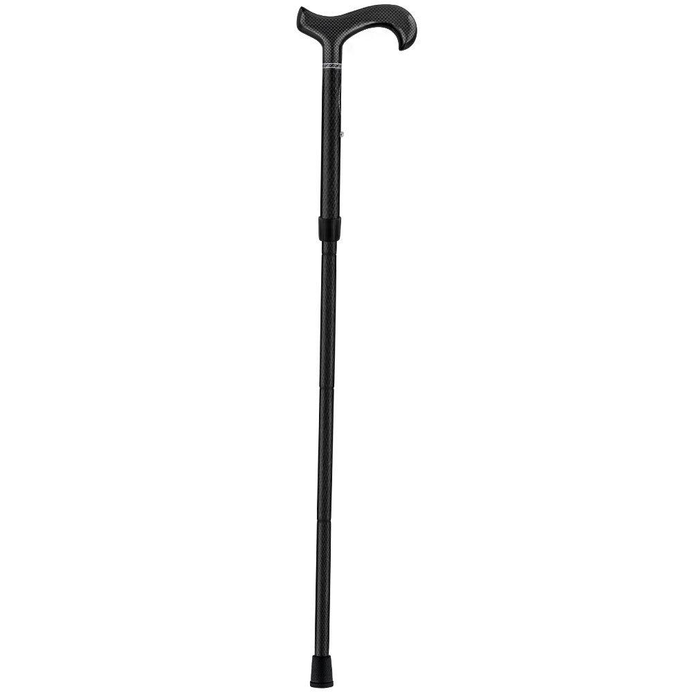 Scratch & Dent Extra Tall Black Folding Carbon Fiber Derby Walking Cane With Adjustable Folding Carbon Fiber Shaft V1861