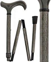 Scratch & Dent Gray 3D Diamond Pattern Adjustable Derby Carbon Fiber Folding Cane V1844