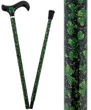 Scratch & Dent Lucky 4-Leaf Clover - Folding Carbon Fiber Derby Walking Cane - 2 Piece  V1863