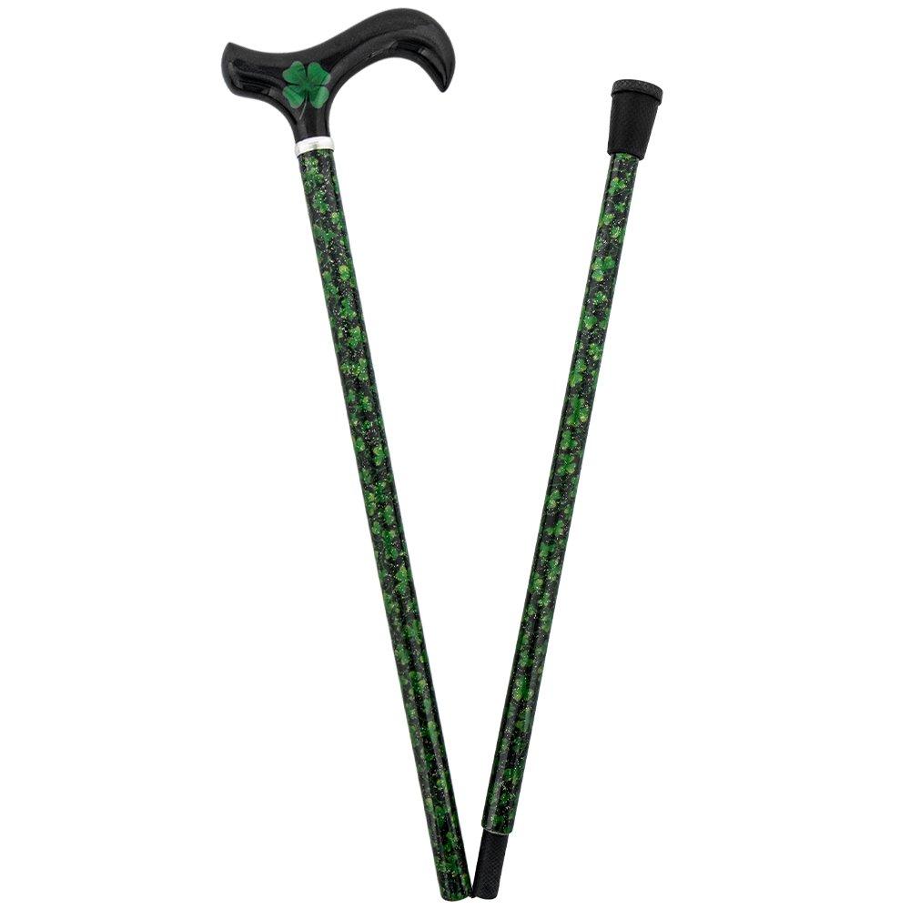 Scratch & Dent Lucky 4-Leaf Clover - Folding Carbon Fiber Derby Walking Cane - 2 Piece  V1863