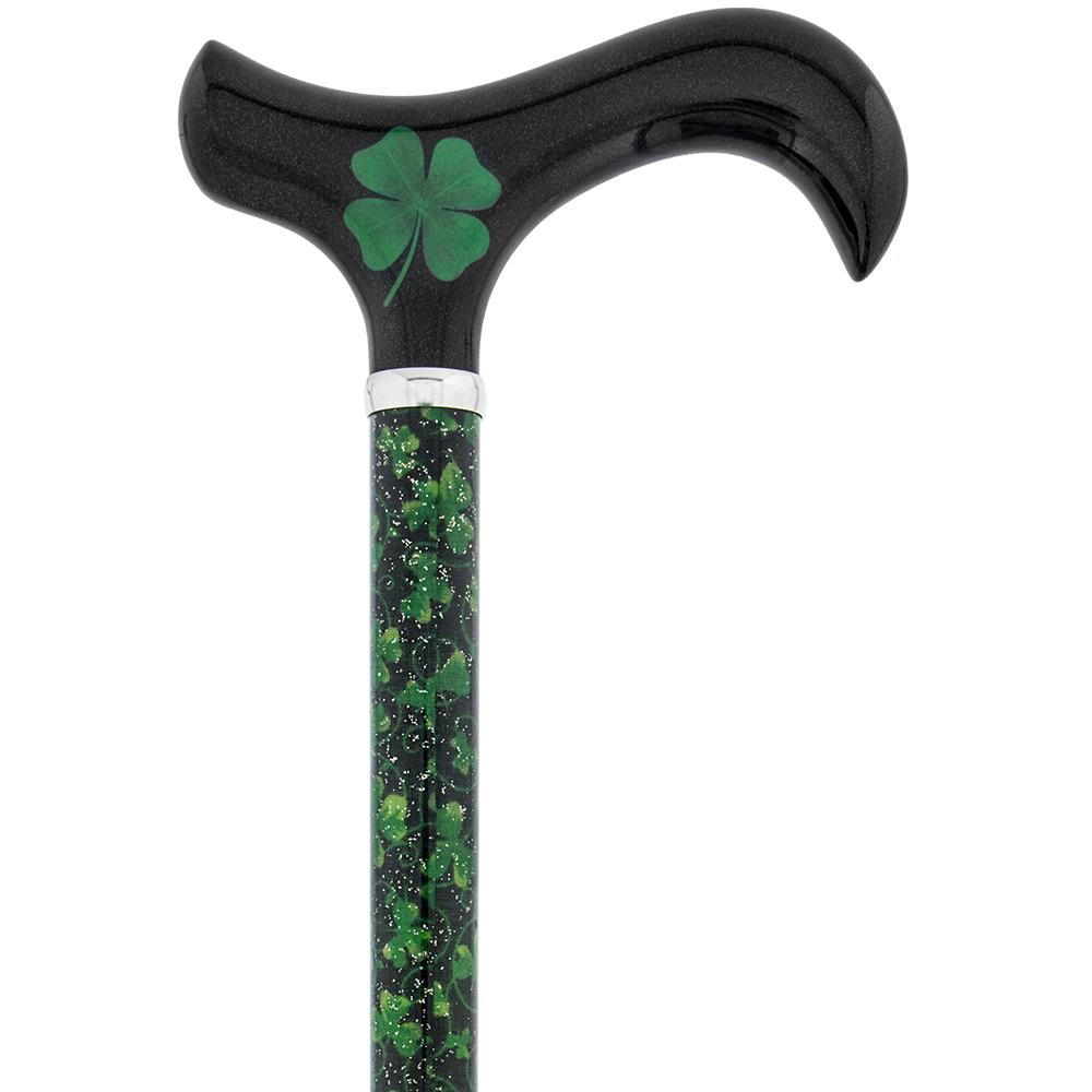 Scratch & Dent Lucky 4-Leaf Clover - Folding Carbon Fiber Derby Walking Cane - 2 Piece  V1863