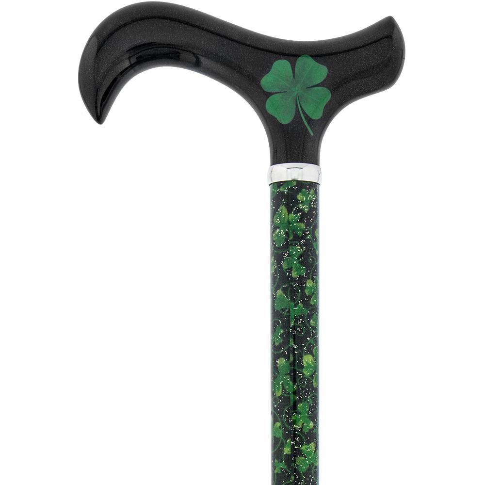 Scratch & Dent Lucky 4-Leaf Clover - Folding Carbon Fiber Derby Walking Cane - 2 Piece  V1863