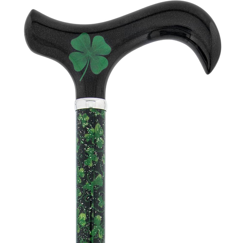 Scratch & Dent Lucky 4-Leaf Clover - Folding Carbon Fiber Derby Walking Cane - 2 Piece  V1863