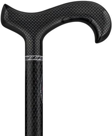 Scratch & Dent Triple Wound Carbon Fiber Black Derby Walking Cane w/Collar V1978