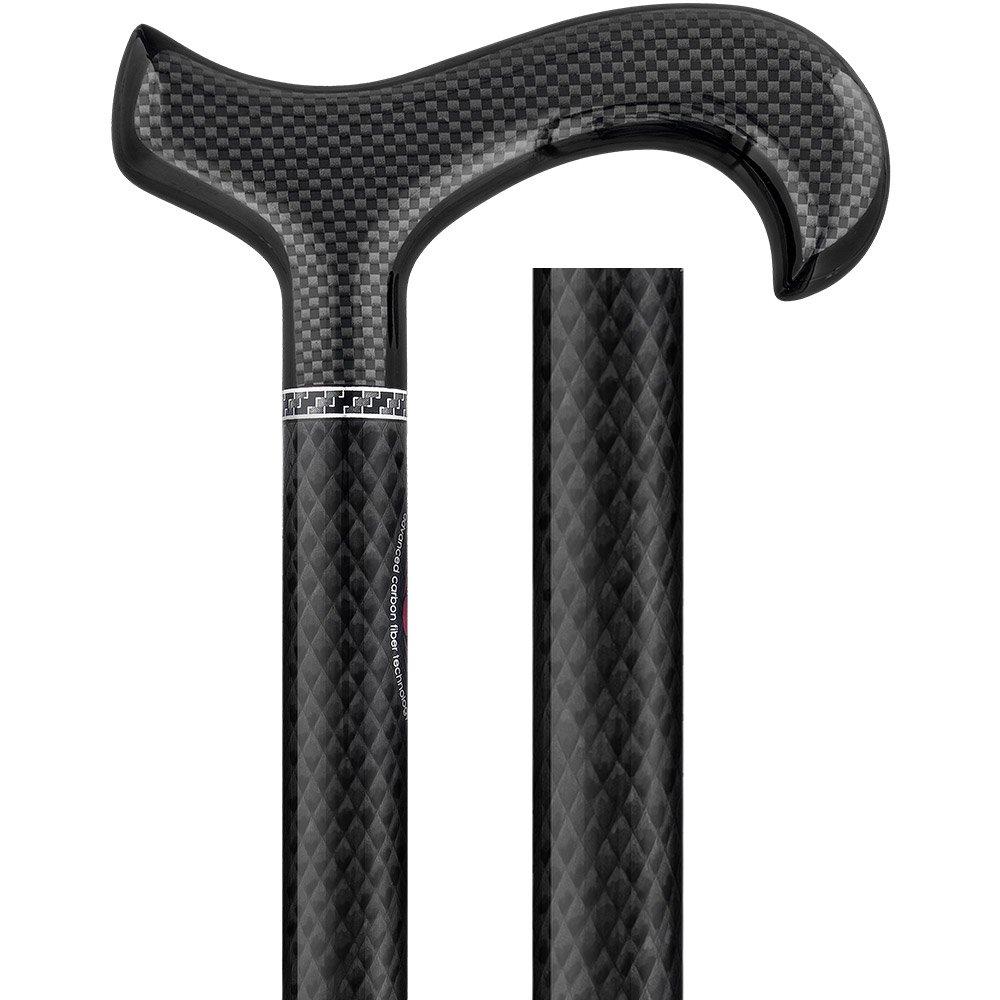 Scratch & Dent Triple Wound Carbon Fiber Black Derby Walking Cane w/Collar V1978