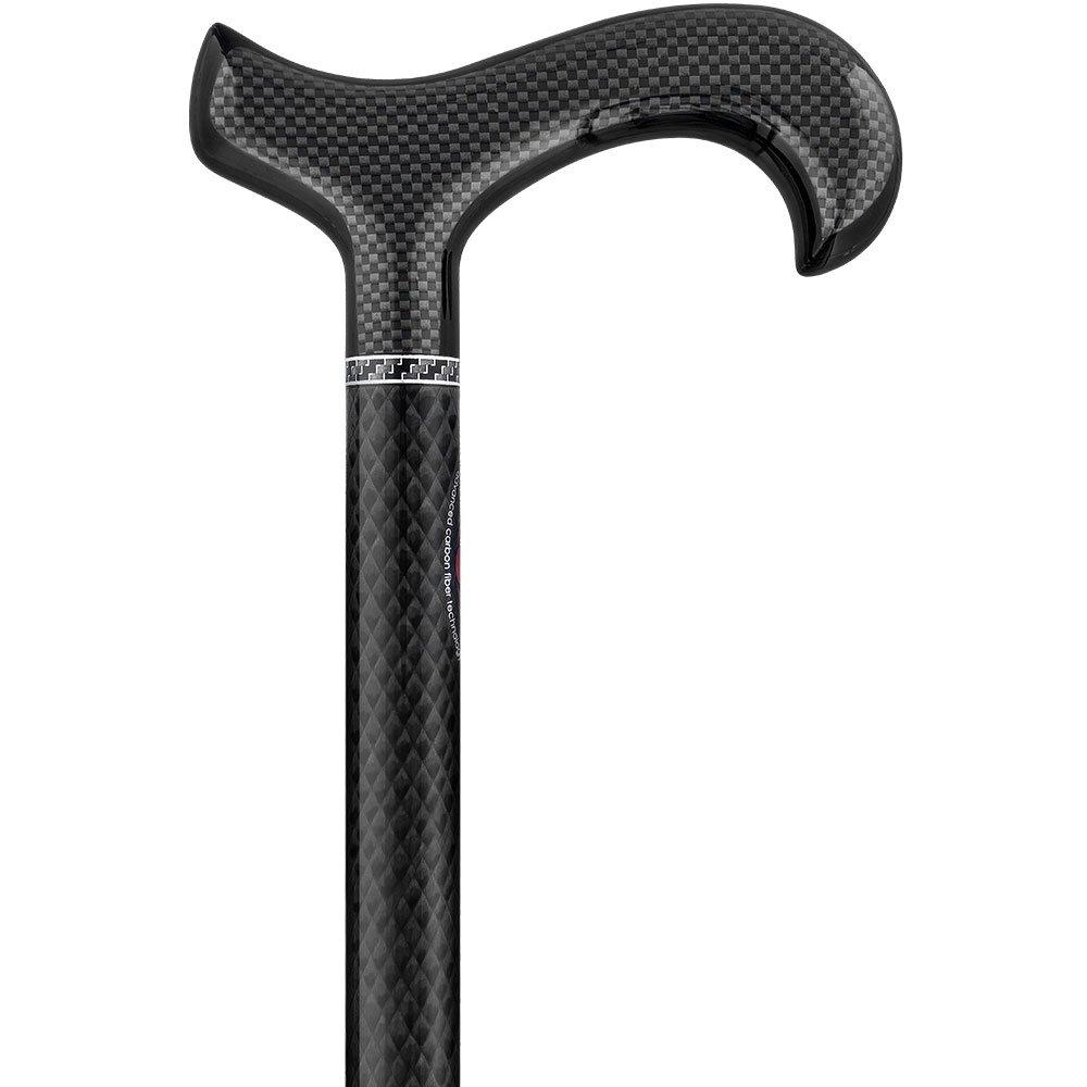 Scratch & Dent Triple Wound Carbon Fiber Black Derby Walking Cane w/Collar V1978