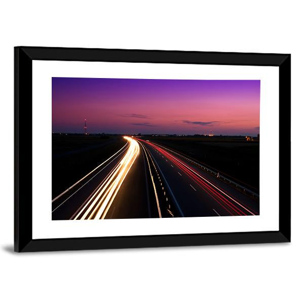 Cars Speeding On Highway Canvas Wall Art-3 Horizontal-Gallery Wrap-25" x 16"-Tiaracle