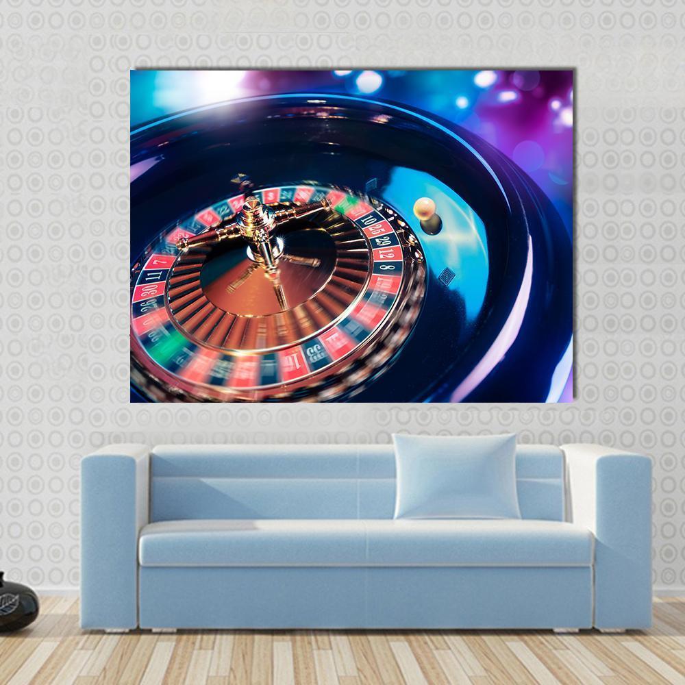 Casino Roulette In Motion Canvas Wall Art-1 Piece-Gallery Wrap-48" x 32"-Tiaracle