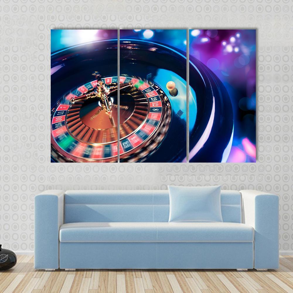 Casino Roulette In Motion Canvas Wall Art-3 Horizontal-Gallery Wrap-37" x 24"-Tiaracle