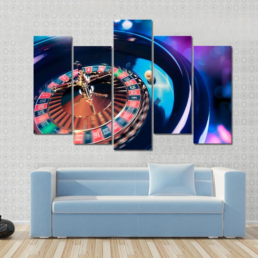 Casino Roulette In Motion Canvas Wall Art-5 Pop-Gallery Wrap-47" x 32"-Tiaracle