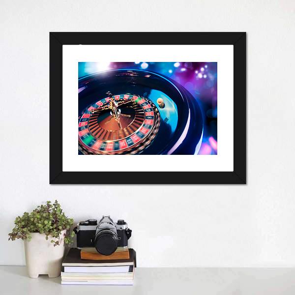 Casino Roulette In Motion Canvas Wall Art-1 Piece-Framed Print-20" x 16"-Tiaracle