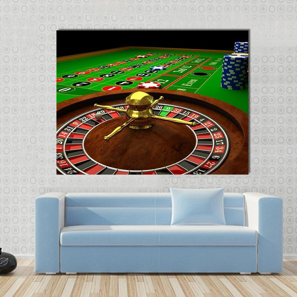 Casino Roulette Canvas Wall Art-1 Piece-Gallery Wrap-48" x 32"-Tiaracle