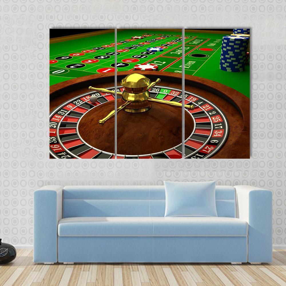 Casino Roulette Canvas Wall Art-3 Horizontal-Gallery Wrap-37" x 24"-Tiaracle