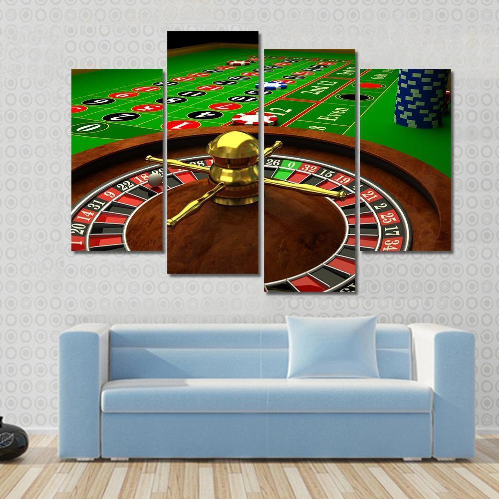 Casino Roulette Canvas Wall Art-4 Pop-Gallery Wrap-50" x 32"-Tiaracle