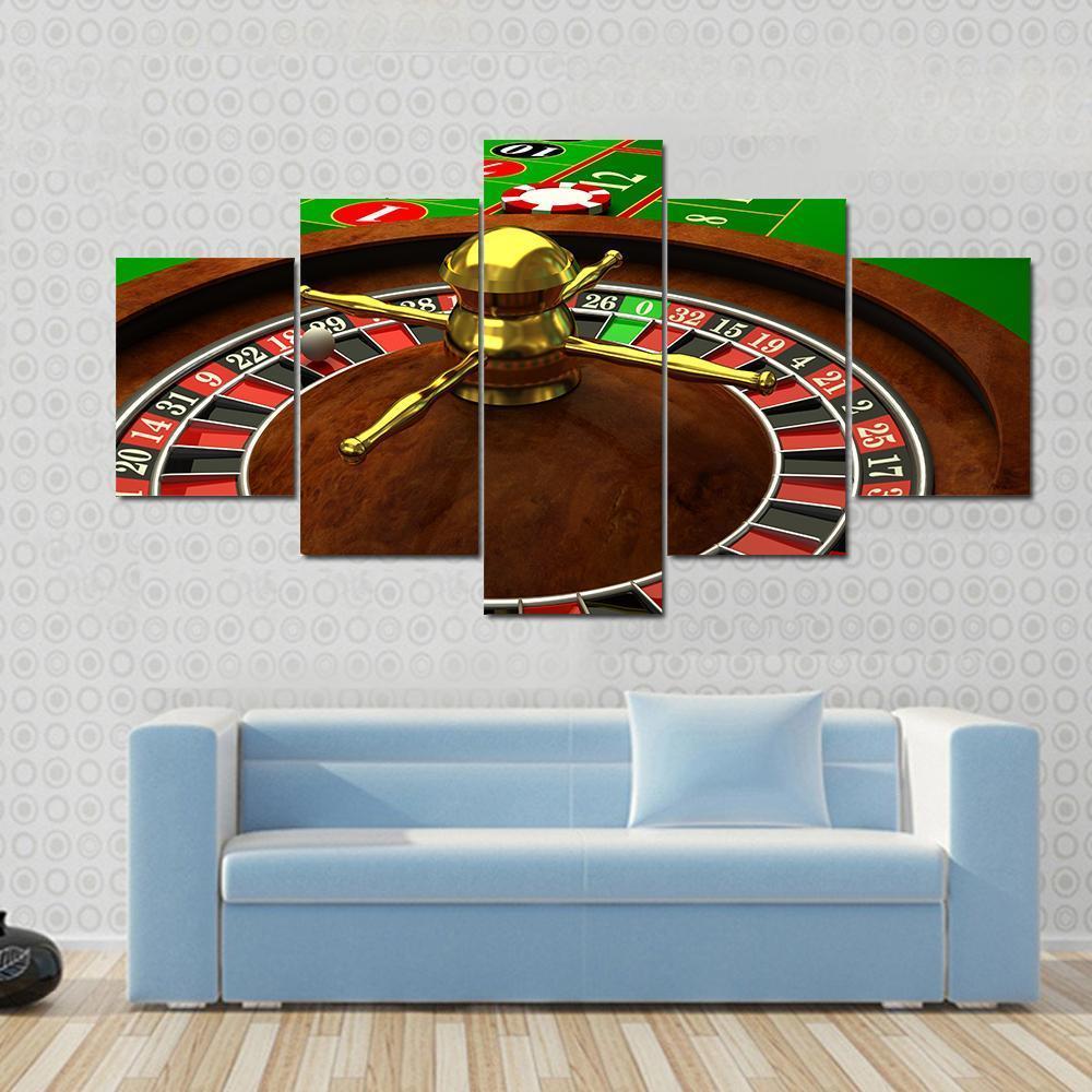 Casino Roulette Canvas Wall Art-5 Star-Gallery Wrap-62" x 32"-Tiaracle