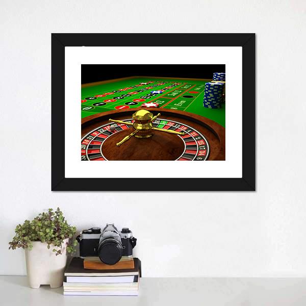 Casino Roulette Canvas Wall Art-1 Piece-Framed Print-20" x 16"-Tiaracle