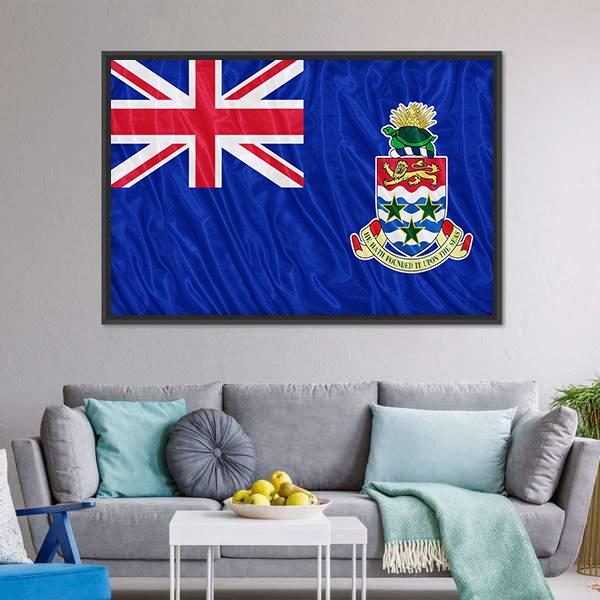Cayman Islands Flag Canvas Wall Art-1 Piece-Floating Frame-24" x 16"-Tiaracle