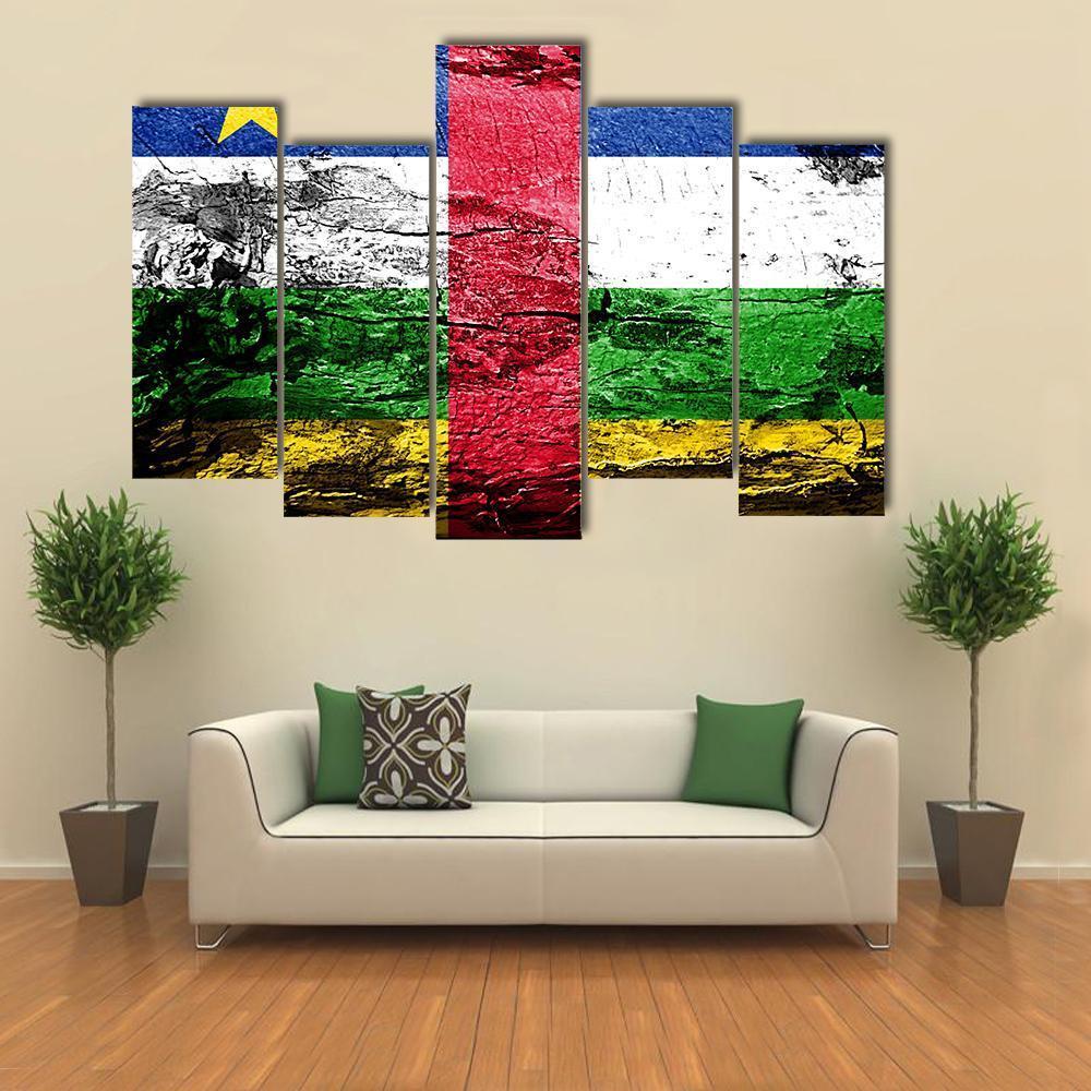 Central African Republic Flag Canvas Wall Art-5 Pop-Gallery Wrap-47" x 32"-Tiaracle