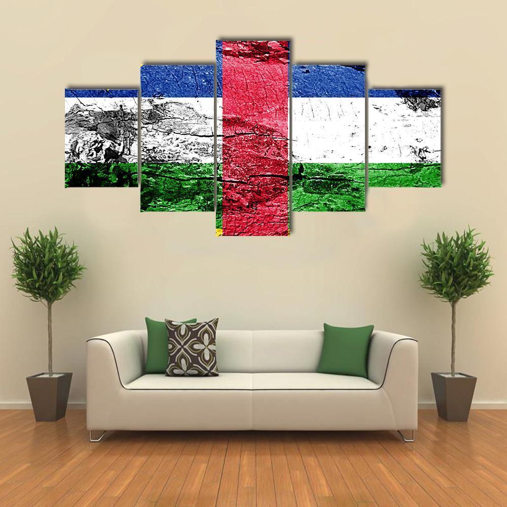 Central African Republic Flag Canvas Wall Art-5 Star-Gallery Wrap-62" x 32"-Tiaracle