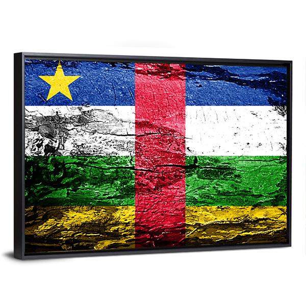 Central African Republic Flag Canvas Wall Art-3 Horizontal-Gallery Wrap-25" x 16"-Tiaracle