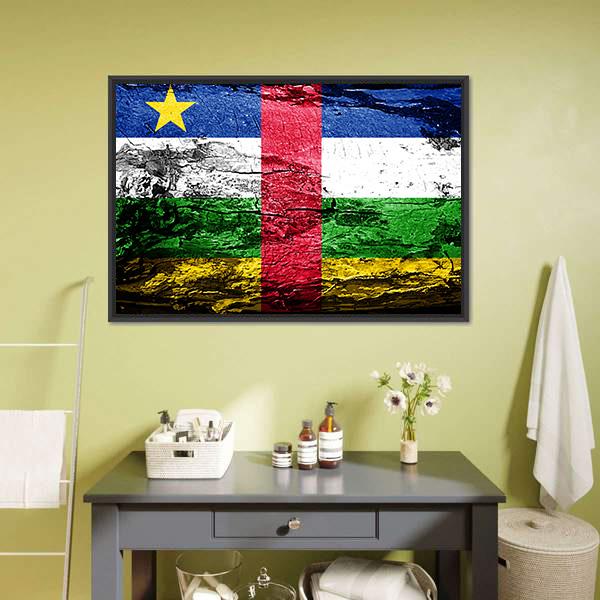 Central African Republic Flag Canvas Wall Art-3 Horizontal-Gallery Wrap-25" x 16"-Tiaracle