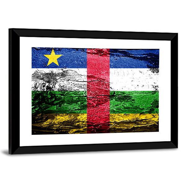 Central African Republic Flag Canvas Wall Art-3 Horizontal-Gallery Wrap-25" x 16"-Tiaracle